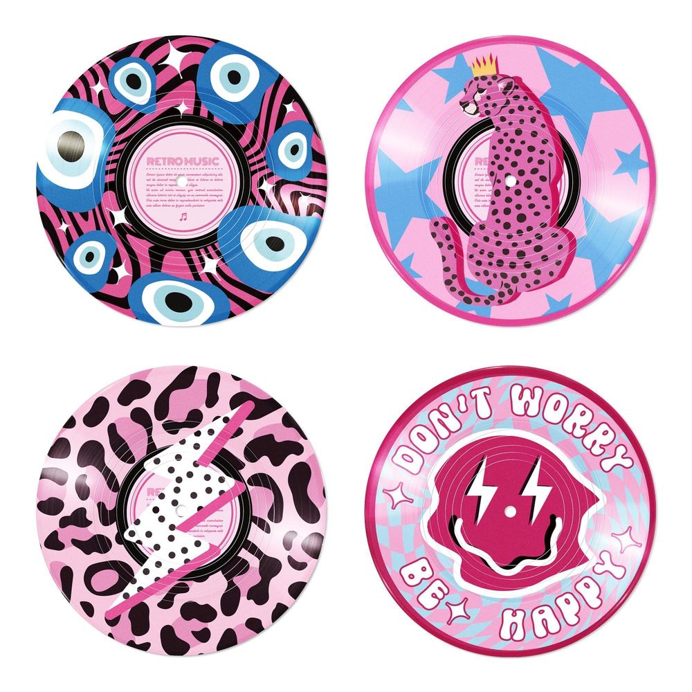 Preppy Vinyl Decor Set Of 4, Preppy Teen Girl Room Decor, Disco Cowgirl Wall💓